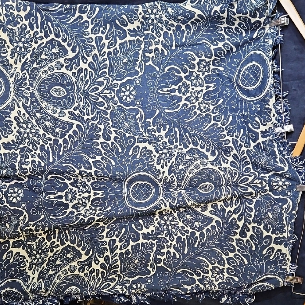 Vintage Blue and White Paisley Patterned Bedspread